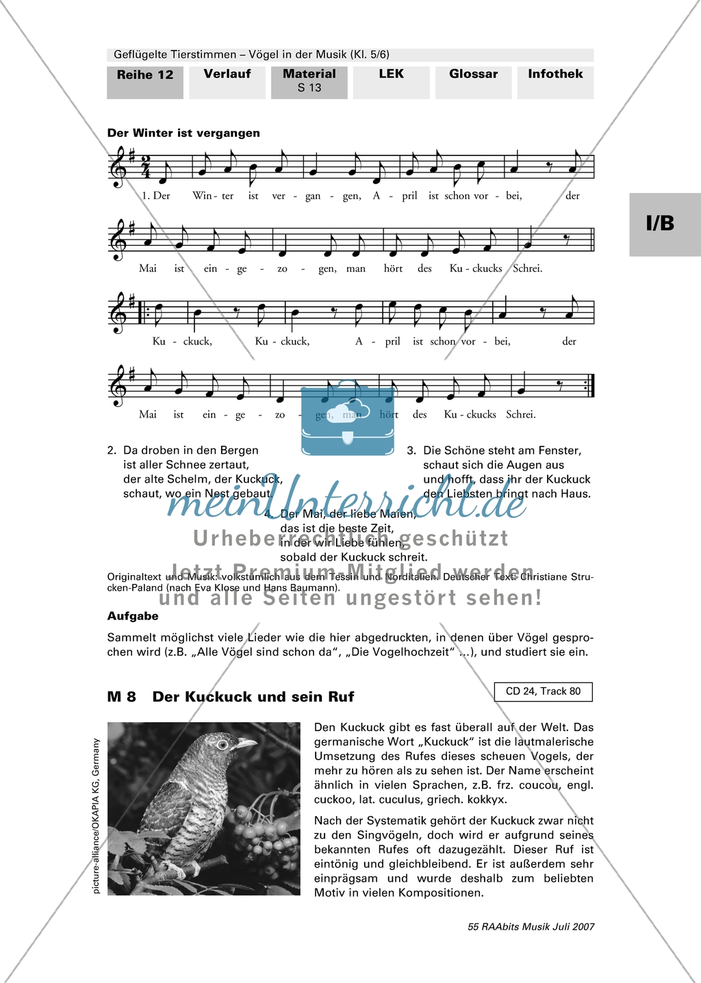 Geflügelte Tierstimmen - Vögel in der Musik: Lerneinheit 3 - Der Kuckucksruf in der Musik Preview 1