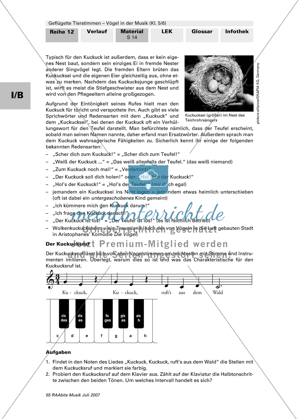 Geflügelte Tierstimmen - Vögel in der Musik: Lerneinheit 3 - Der Kuckucksruf in der Musik Preview 2