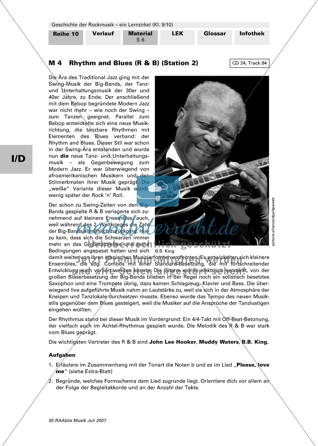 Geschichte der Rockmusik - ein Lernzirkel: Station 2 - Rhythm and Blues Preview 1