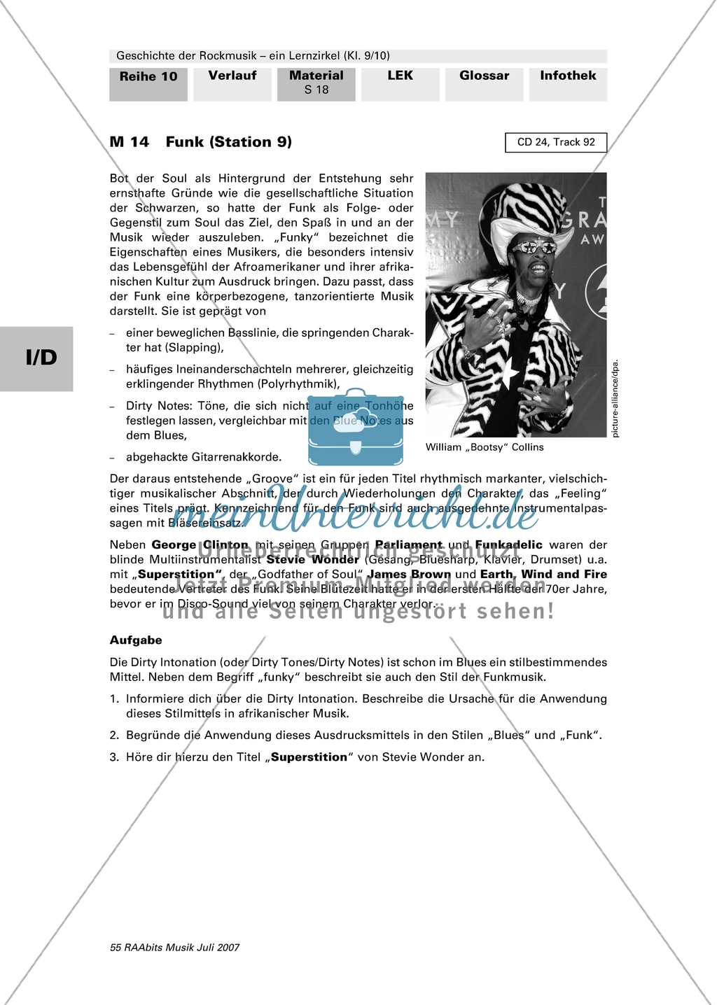 Geschichte der Rockmusik - ein Lernzirkel: Station 9 - Funk Preview 1