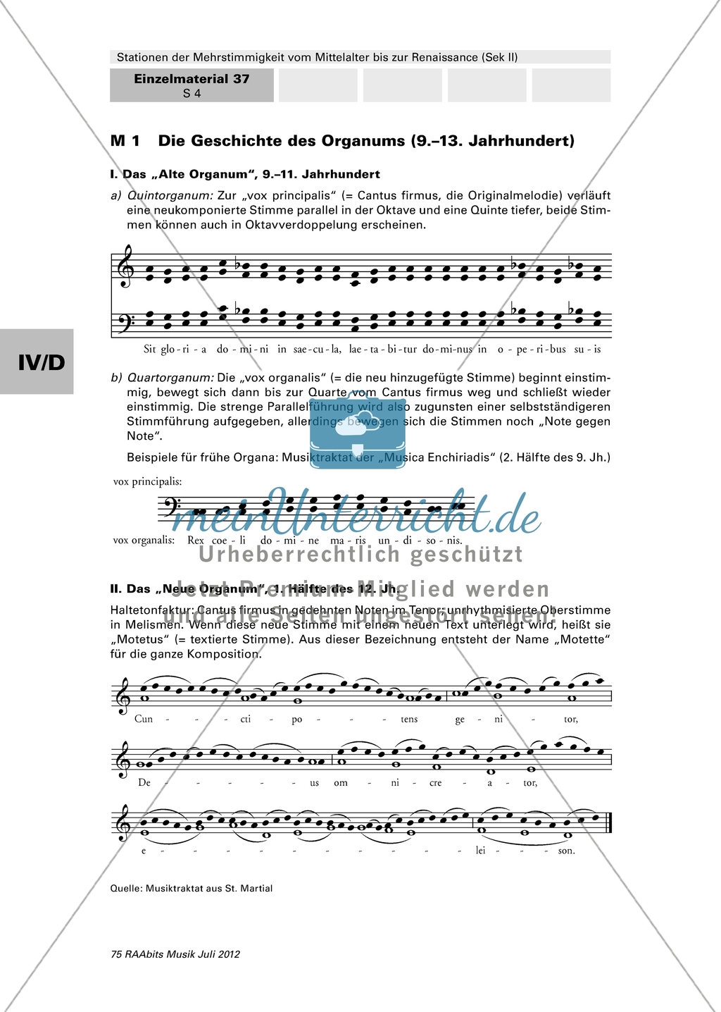 Stationen zur Entwicklung der Mehrstimmigkeit vom Mittelalter bis zur Renaissance - Die Geschichte des Organums Preview 1