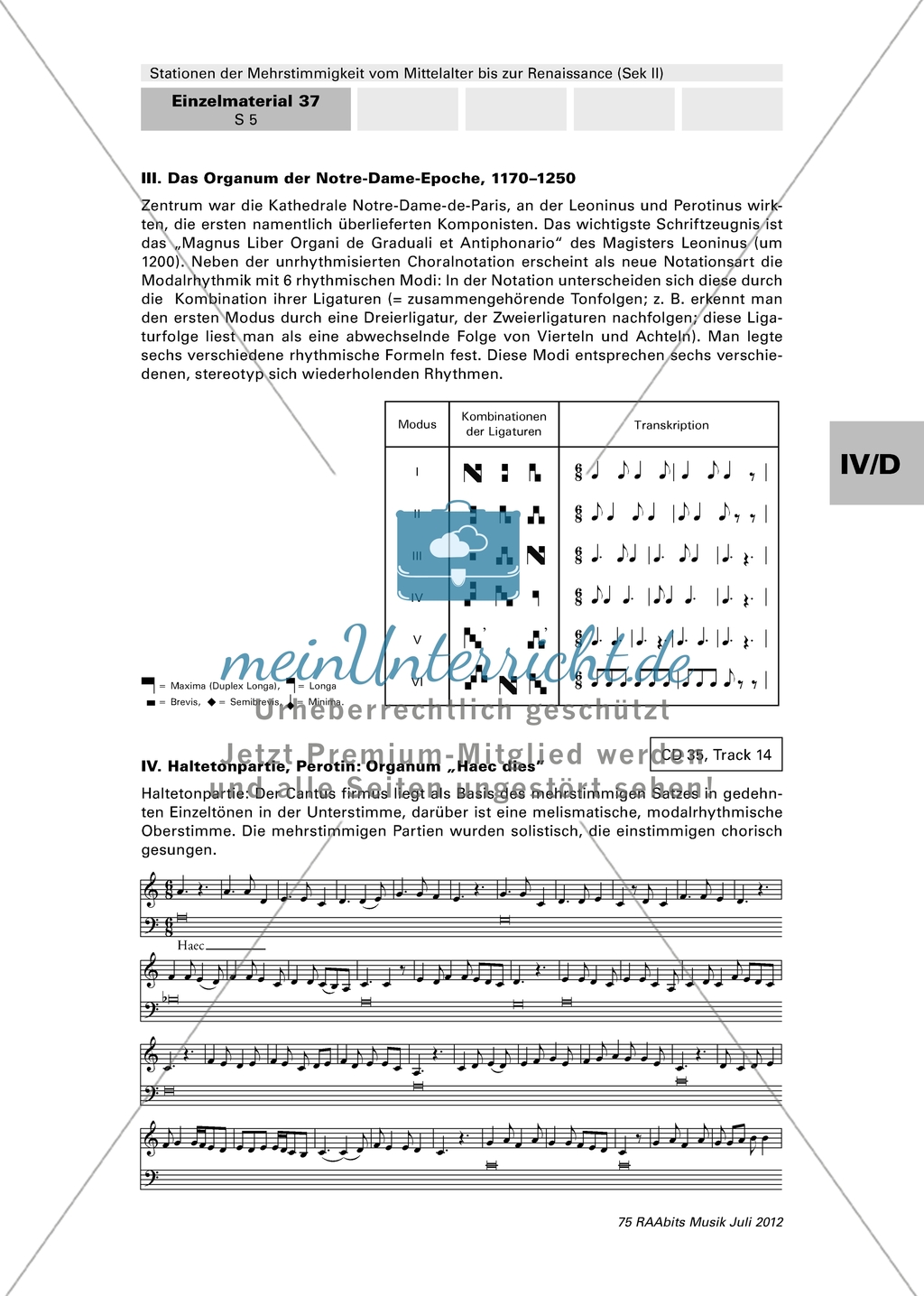Stationen zur Entwicklung der Mehrstimmigkeit vom Mittelalter bis zur Renaissance - Die Geschichte des Organums Preview 2