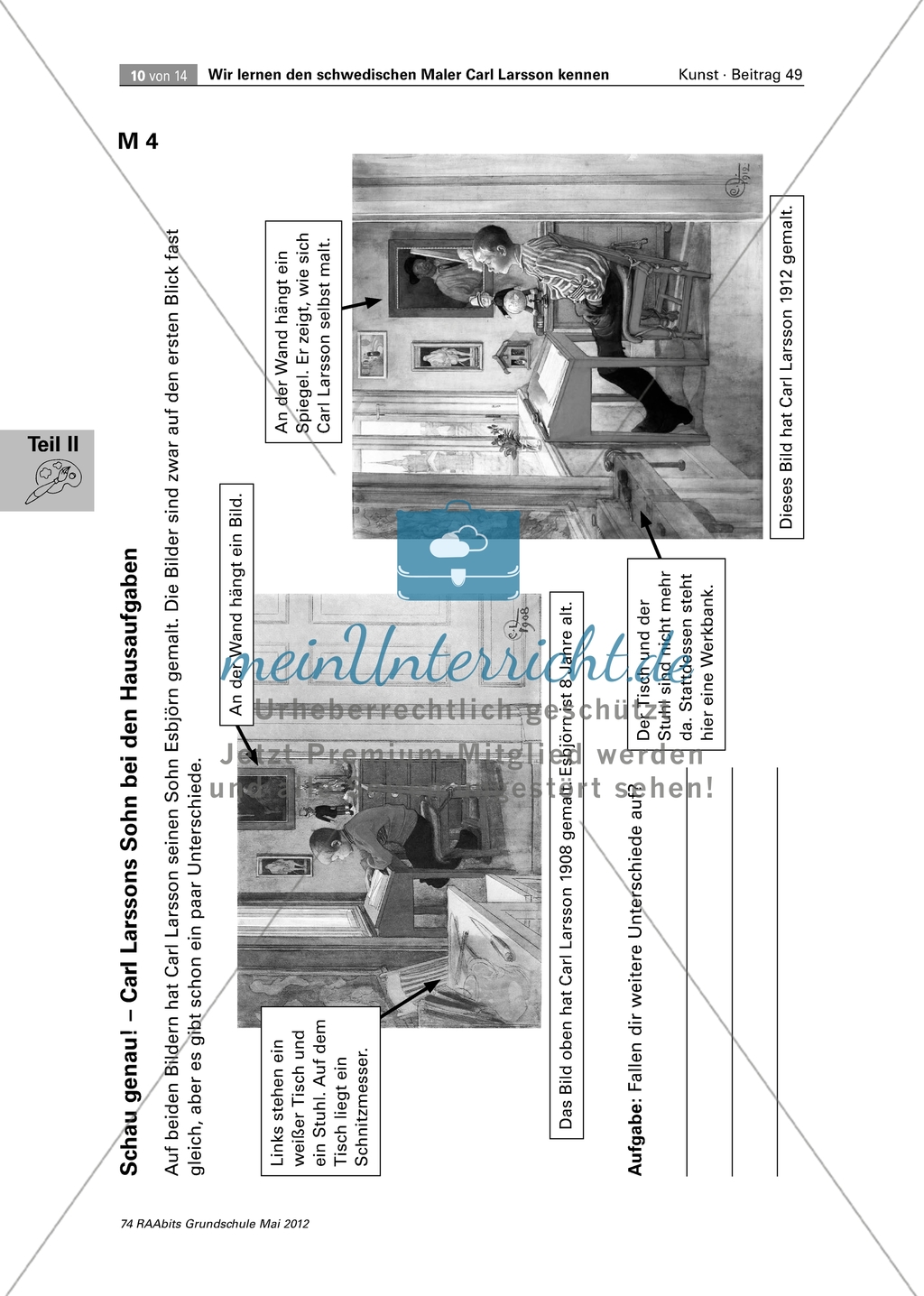 Carl Larsson - Zwei Bilder von Larsson vergleichen und ein Bild von sich selbst zeichnen Preview 3