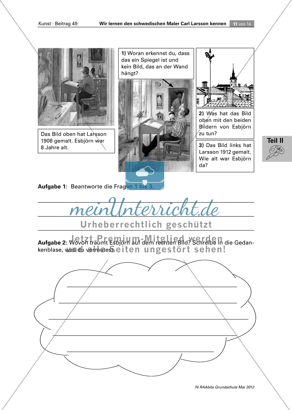 Carl Larsson - Zwei Bilder von Larsson vergleichen und ein Bild von sich selbst zeichnen Preview 4