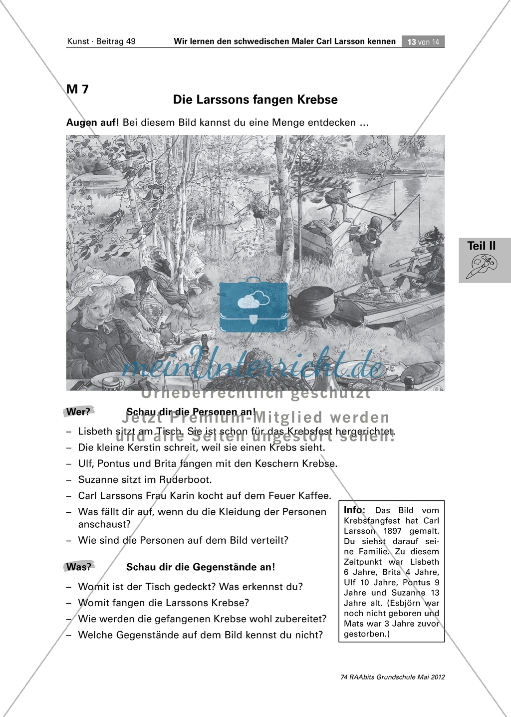 Carl Larsson - Ein Bild des Künstlers betrachten und ein Bild von einem Sommerfest malen Preview 4