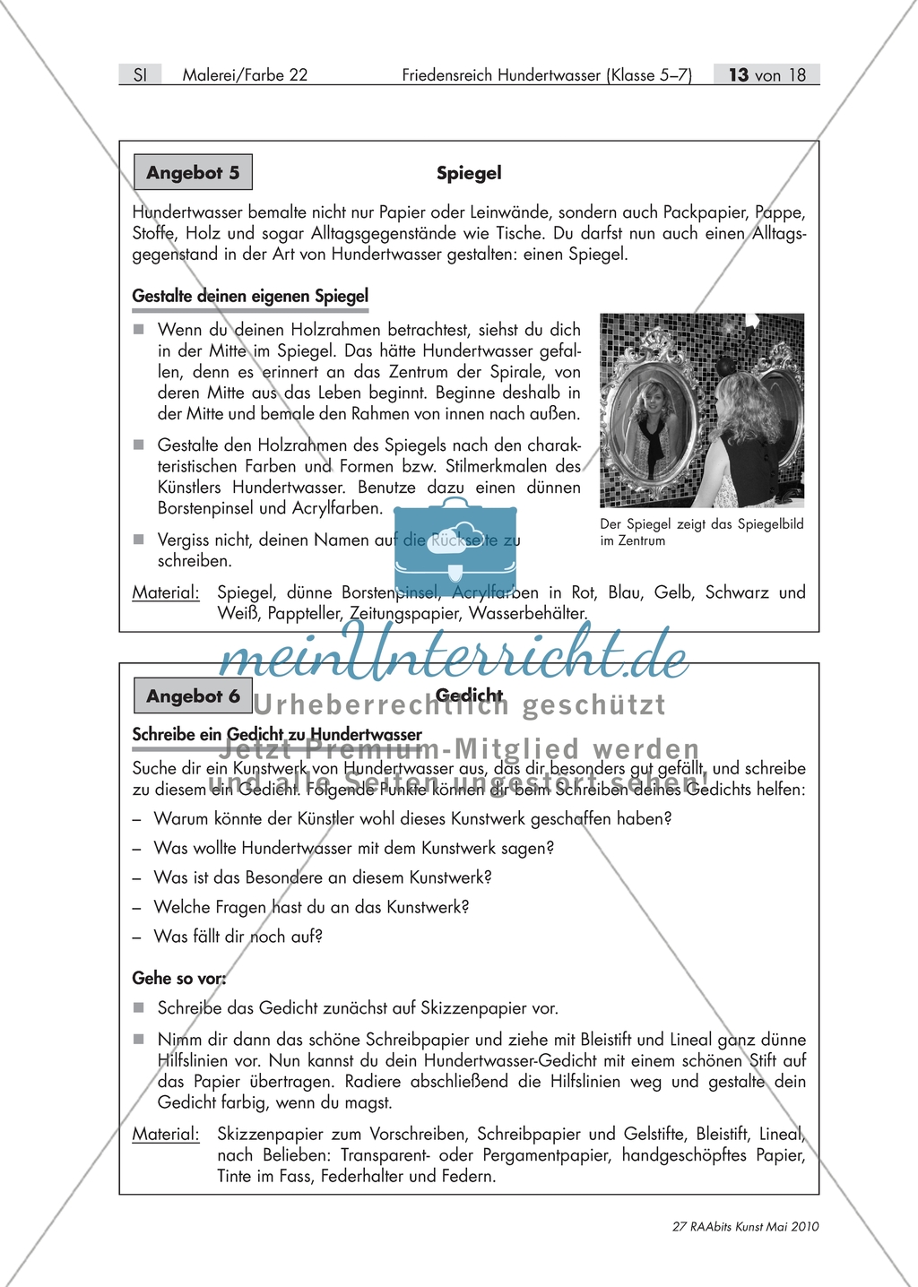 Werkstattarbeit Hundertwasser - Angebot 5: Einen eigenen Spiegel gestalten Preview 1