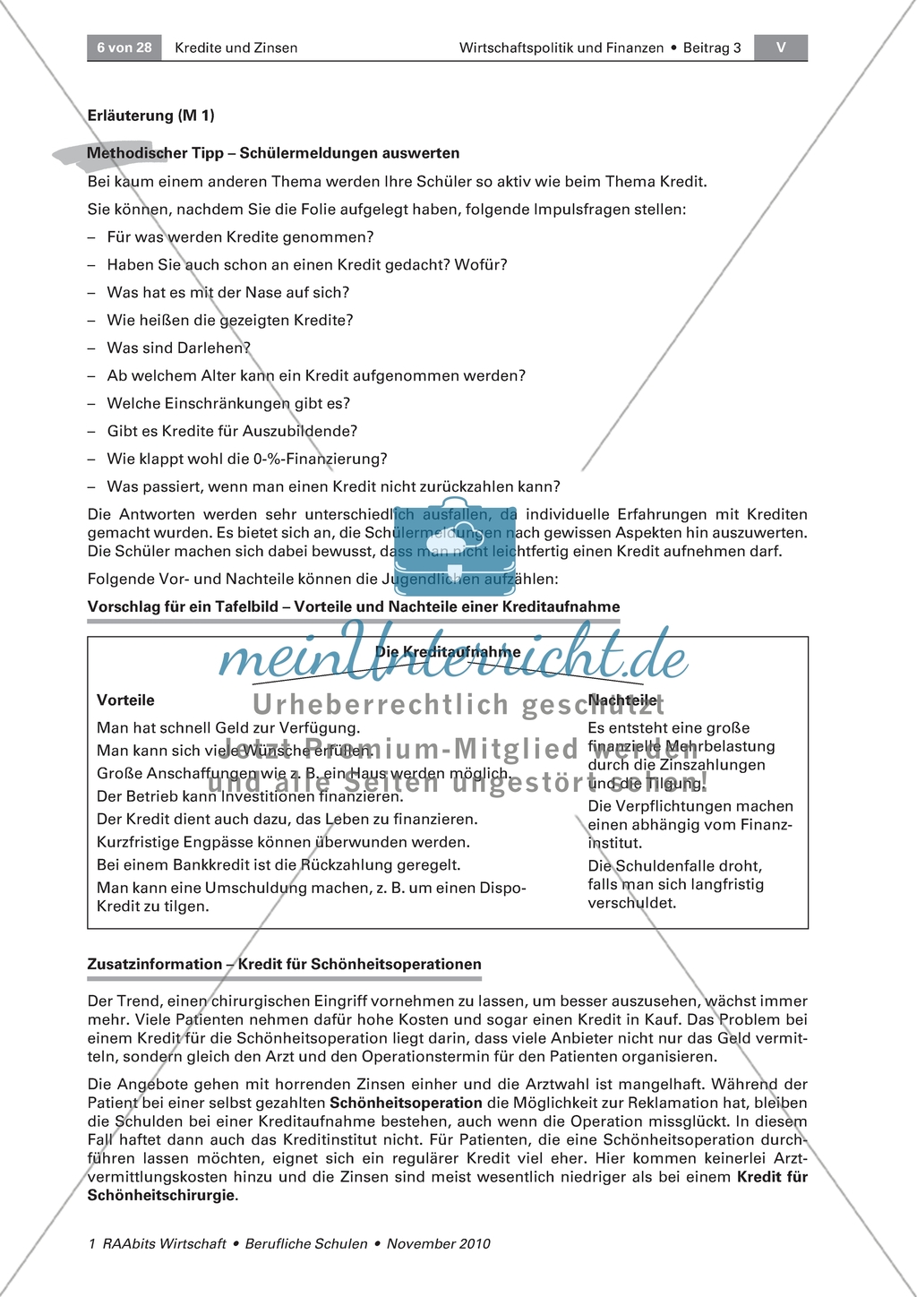Kredite und Zinsen - Sich mit dem Thema Kredite auseinandersetzen und Zinsrechnungen selbst durchführen Preview 1