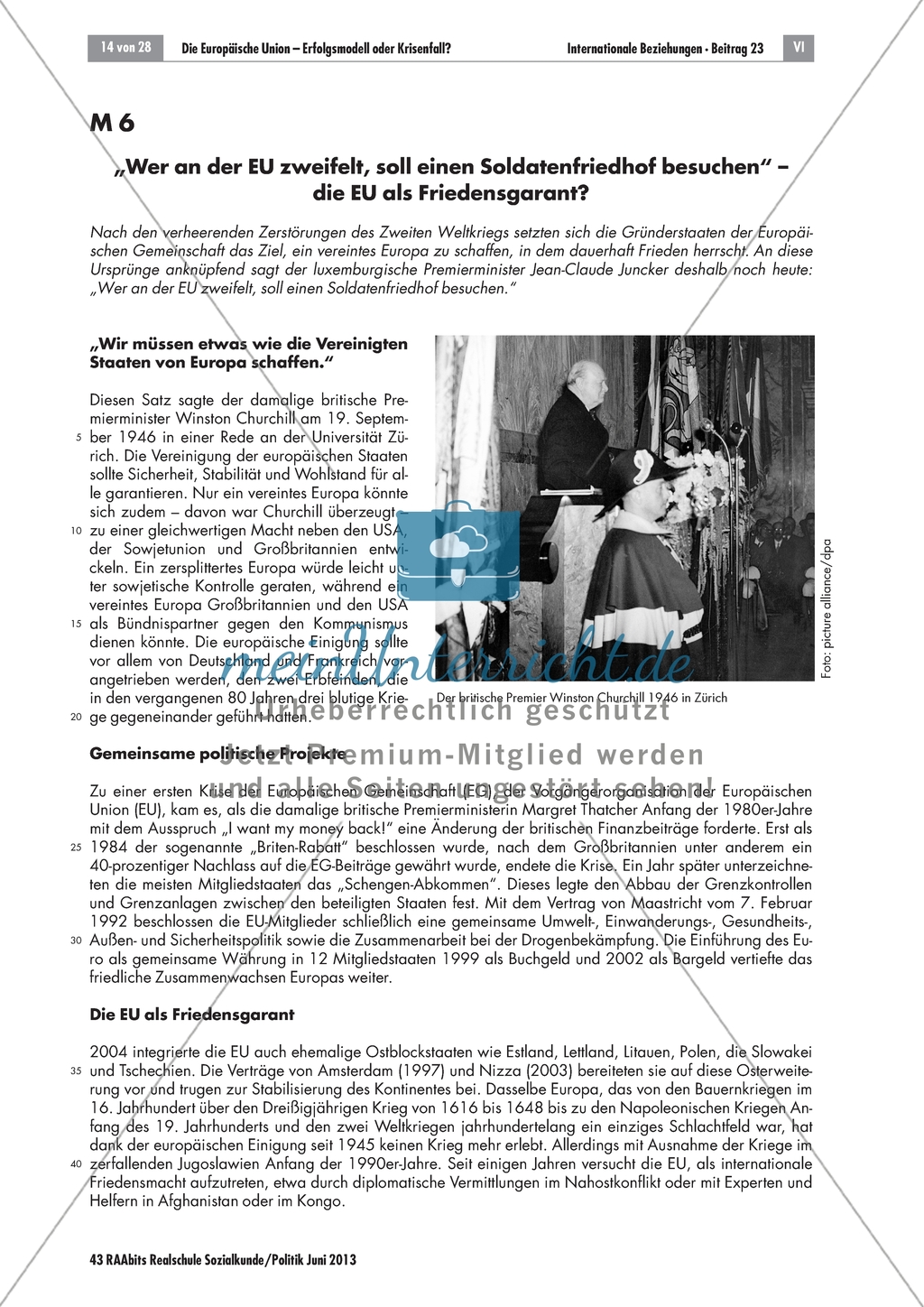Die Europäische Union - Den Beitrag der EU zum Frieden untersuchen Preview 1