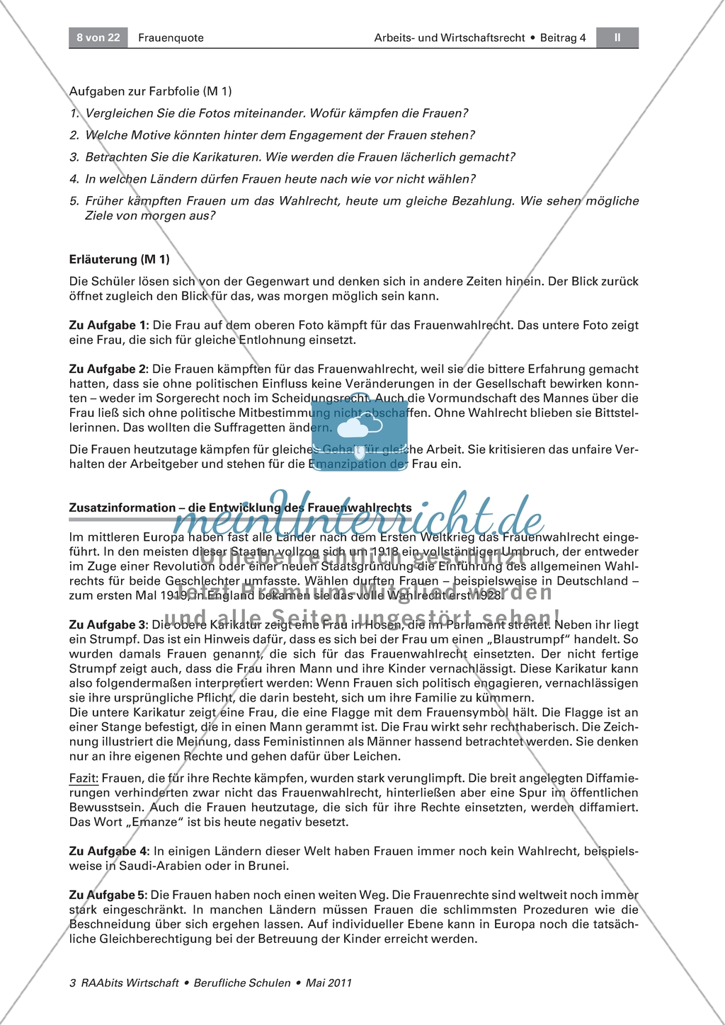 Gleichstellung von Mann und Frau - Bisherige Entwicklungen untersuchen und das Grundgesetz zu diesem Thema analysieren Preview 2