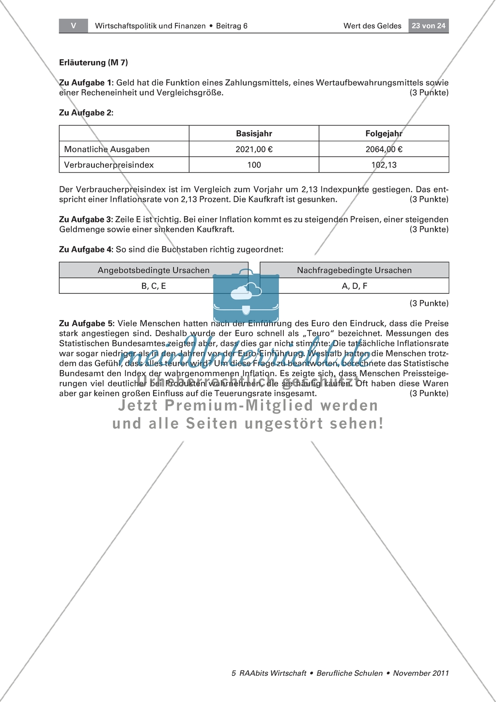 Wert des Geldes - Lernkontrolle Preview 2