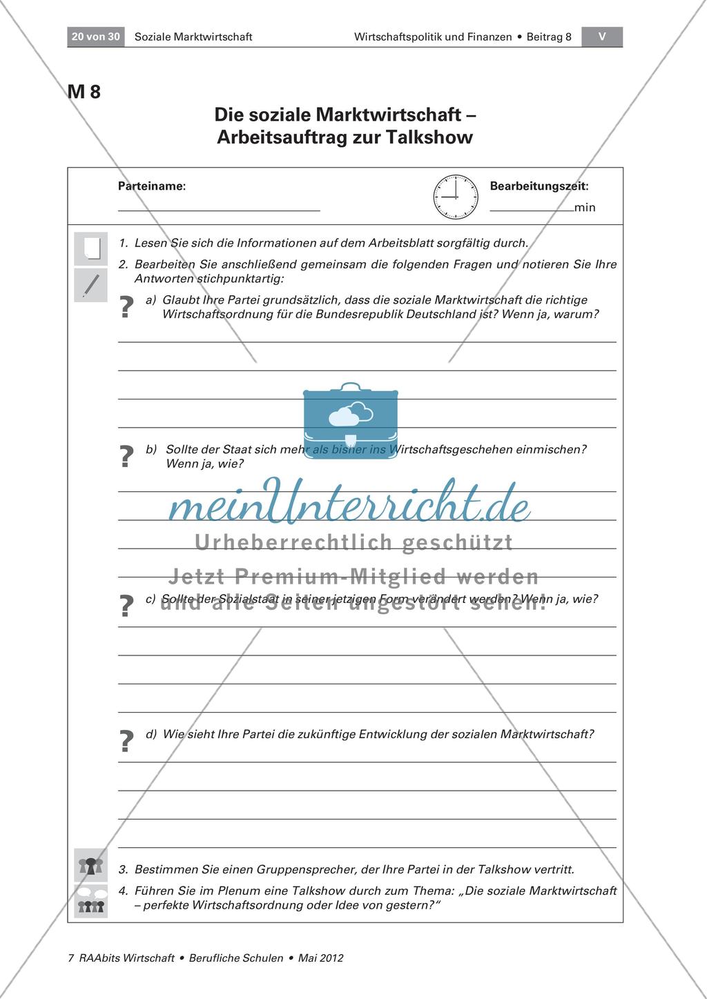 Die soziale Marktwirtschaft - Positionen der 5 großen Parteien in Deutschland zur sozialen Marktwirtschaft erarbeiten Preview 1
