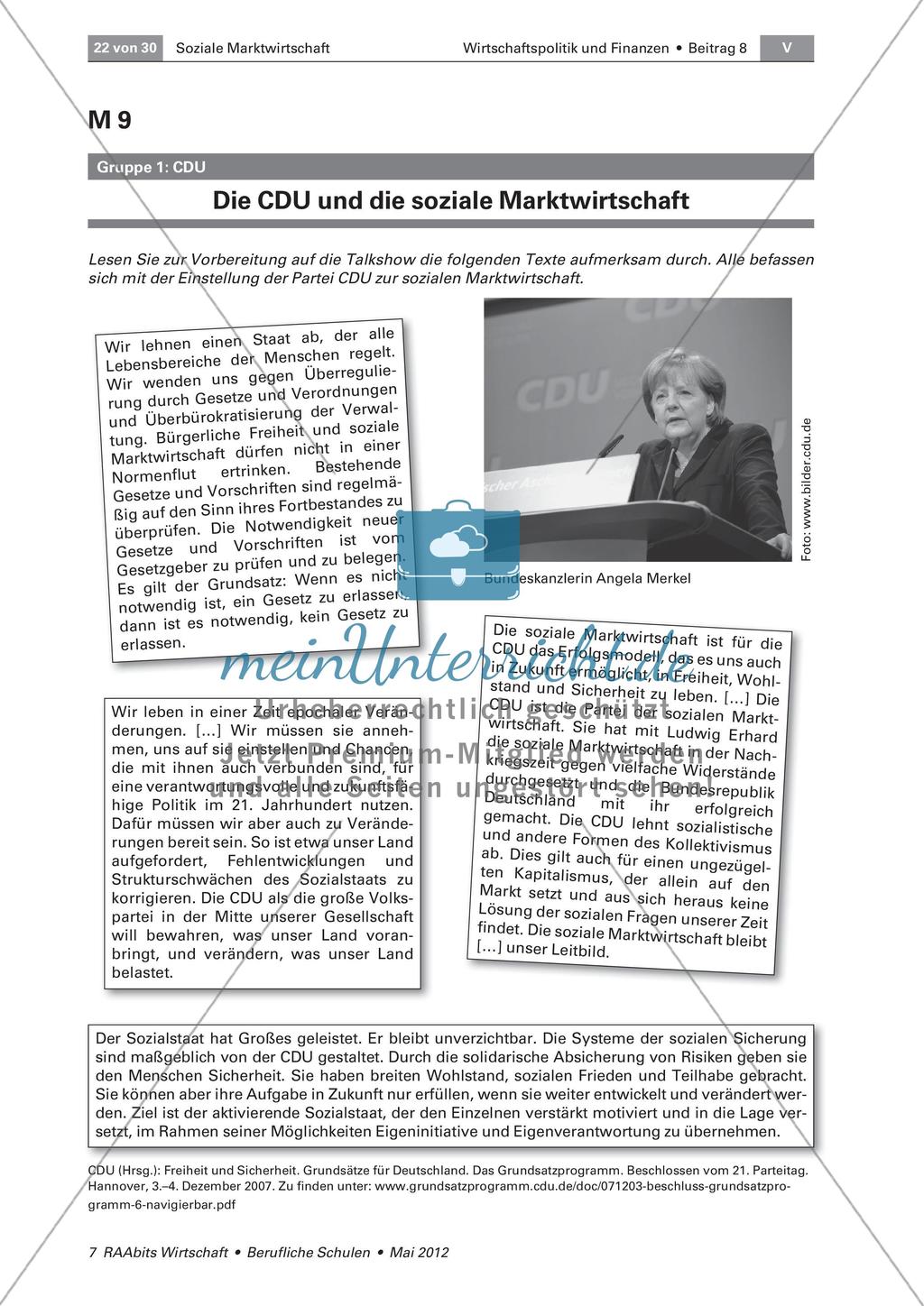 Die soziale Marktwirtschaft - Positionen der 5 großen Parteien in Deutschland zur sozialen Marktwirtschaft erarbeiten Preview 3