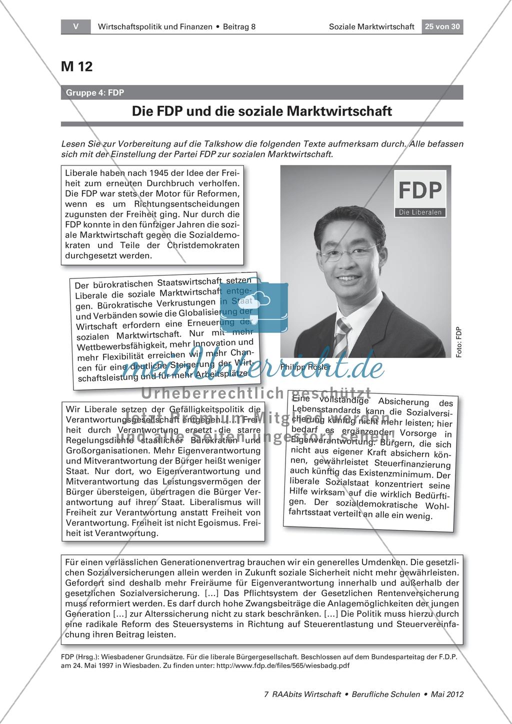 Die soziale Marktwirtschaft - Positionen der 5 großen Parteien in Deutschland zur sozialen Marktwirtschaft erarbeiten Preview 6
