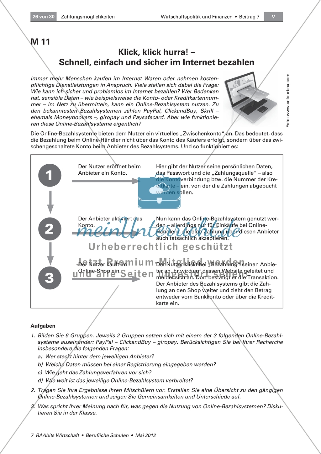Zahlungsmöglichkeiten im Überblick - Funktionsweise von 3 Online-Bezahlsystemen beschreiben Preview 1
