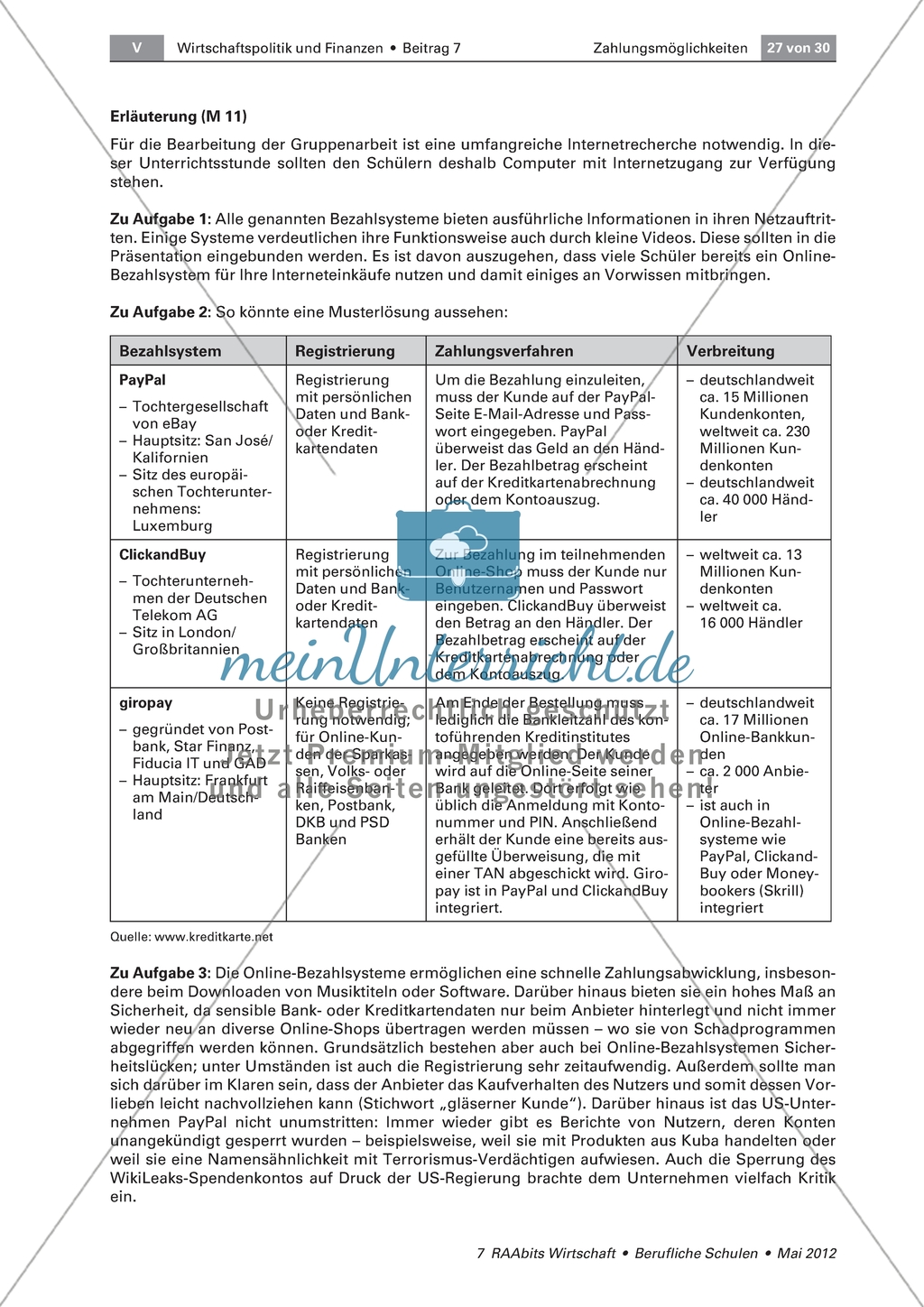 Zahlungsmöglichkeiten im Überblick - Funktionsweise von 3 Online-Bezahlsystemen beschreiben Preview 2