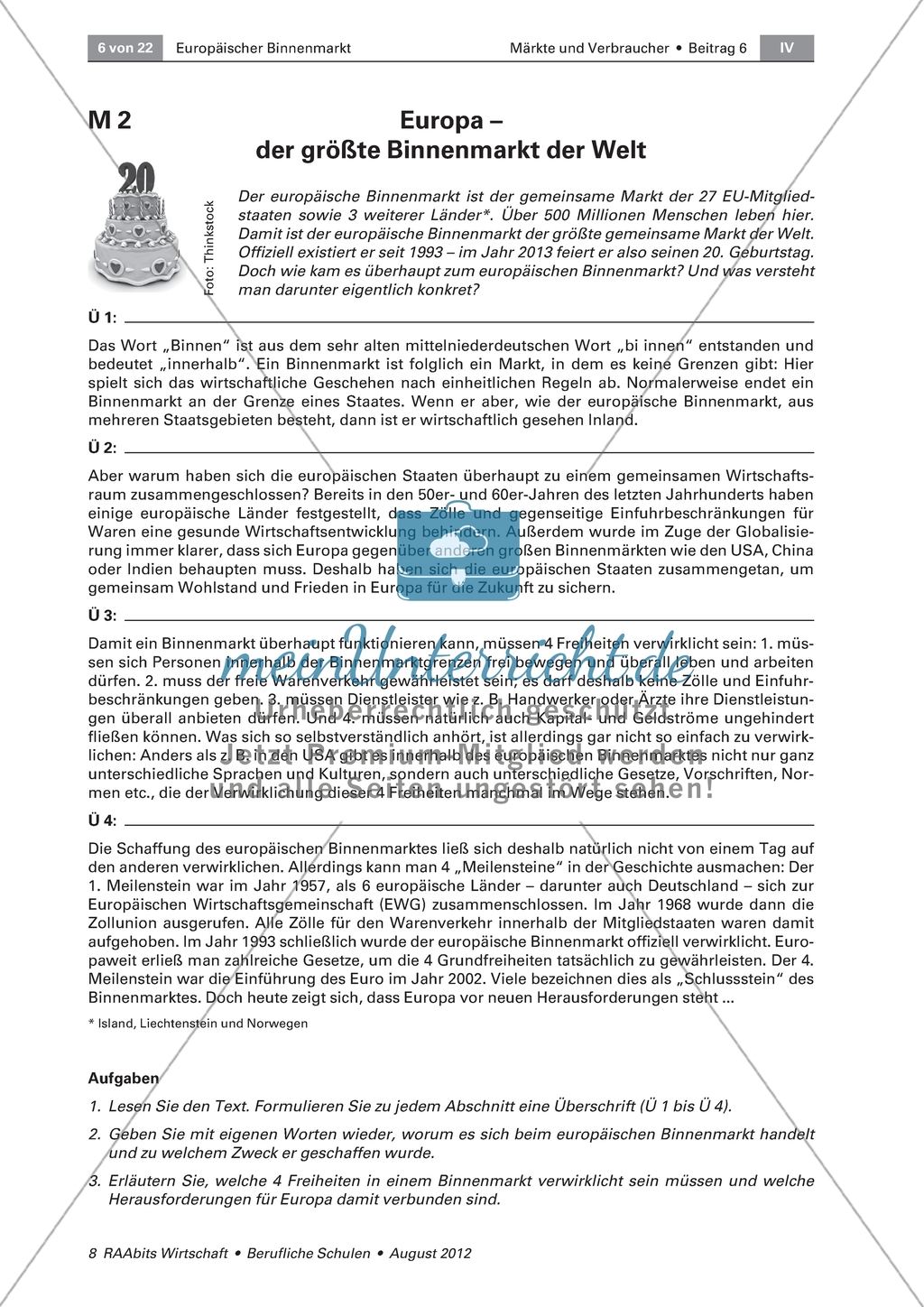 Europäischer Binnenmarkt - Ziele und Vorteile des europäischen Binnenmarktes identifizieren Preview 2