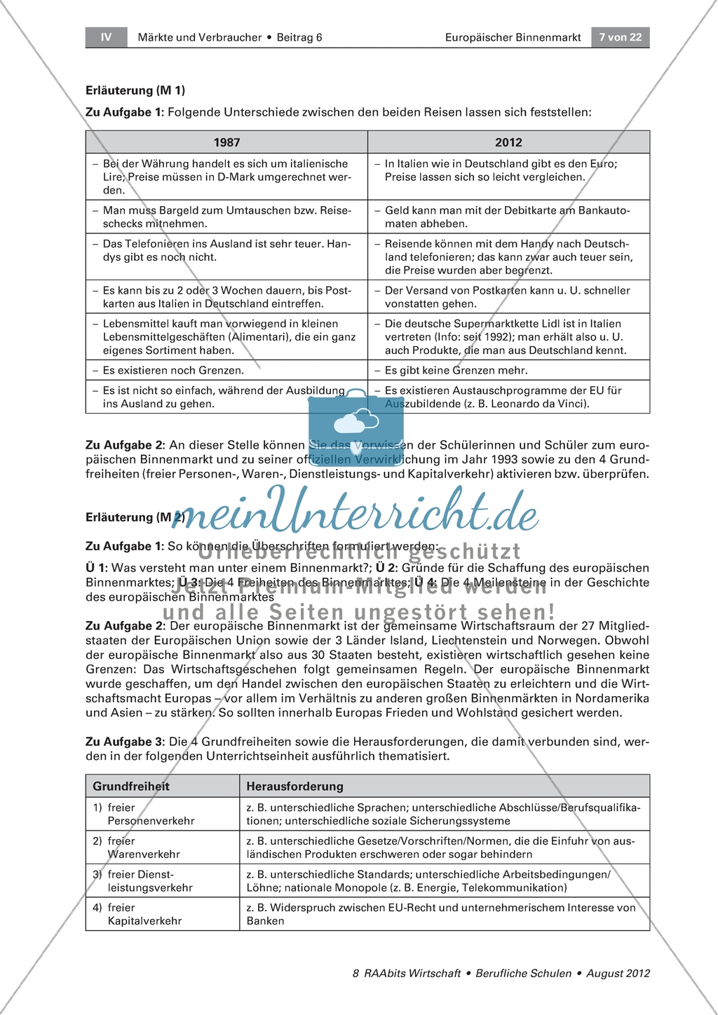 Europäischer Binnenmarkt - Ziele und Vorteile des europäischen Binnenmarktes identifizieren Preview 3