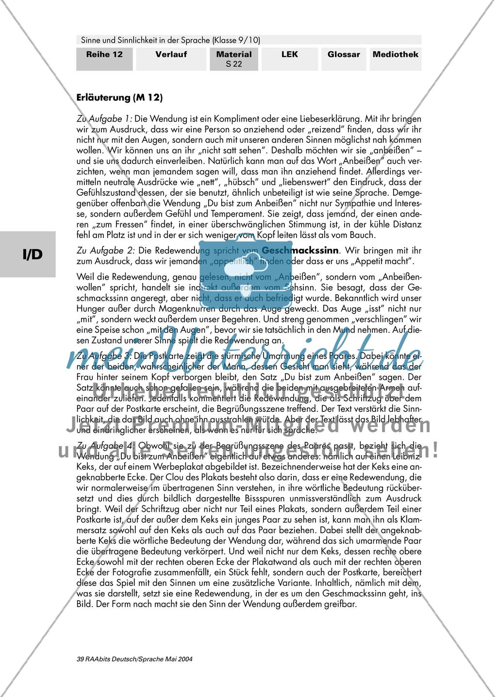 Die Sinnlichkeit der Sprache (II): Sehen und Schmecken / Die Wiedergabe von Sinneseindrücken in einem Text / Mit allen fünf Sinnen – das Zusammenspiel der Sinne in Text und Bild Preview 12