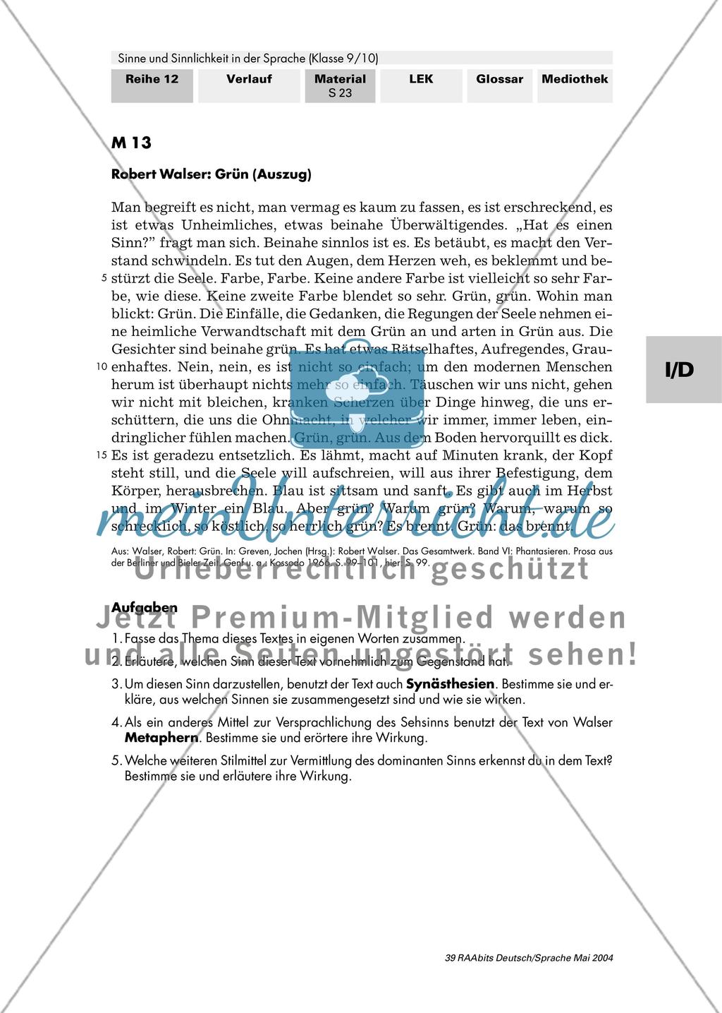 Die Sinnlichkeit der Sprache (II): Sehen und Schmecken / Die Wiedergabe von Sinneseindrücken in einem Text / Mit allen fünf Sinnen – das Zusammenspiel der Sinne in Text und Bild Preview 13