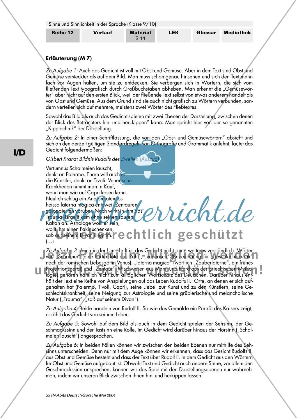 Die Sinnlichkeit der Sprache (II): Sehen und Schmecken / Die Wiedergabe von Sinneseindrücken in einem Text / Mit allen fünf Sinnen – das Zusammenspiel der Sinne in Text und Bild Preview 4