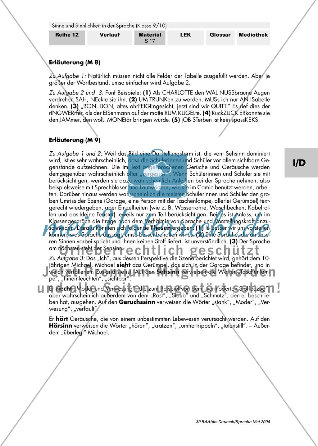 Die Sinnlichkeit der Sprache (II): Sehen und Schmecken / Die Wiedergabe von Sinneseindrücken in einem Text / Mit allen fünf Sinnen – das Zusammenspiel der Sinne in Text und Bild Preview 7