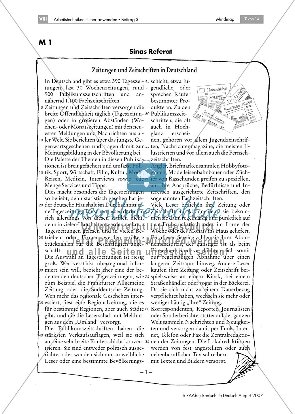 Die Gestaltung einer Mind-Map - Einem Sachtext die wichtigsten Informationen entnehmen Preview 2