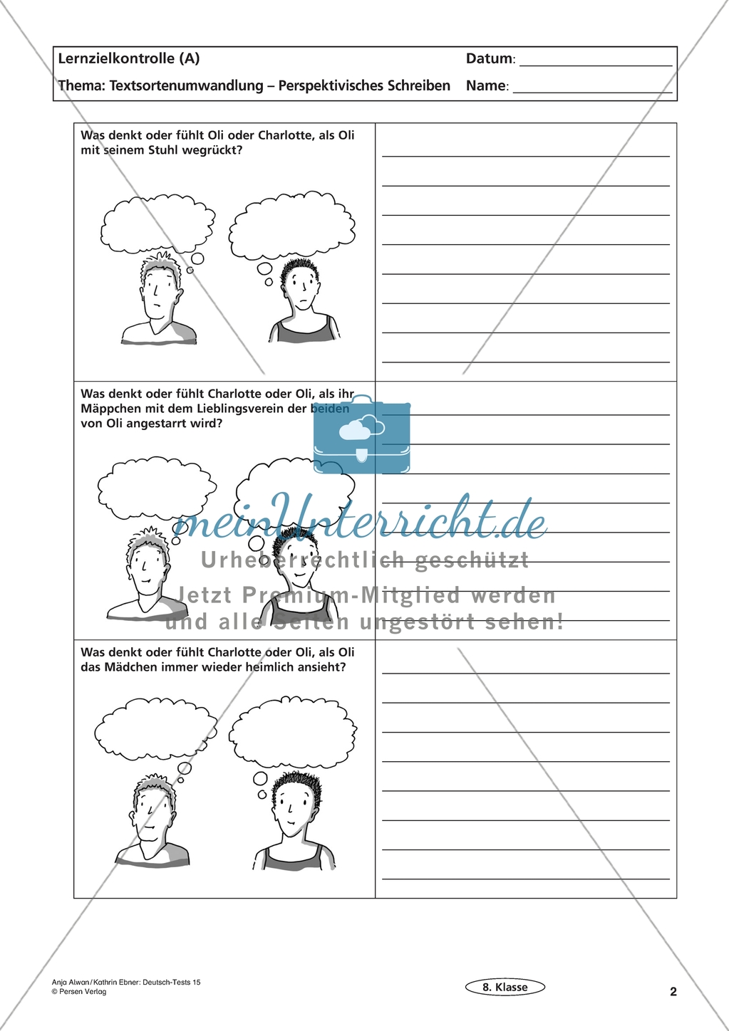Lernzielkontrolle - Texte schreiben: Textsortenumwandlungen Preview 2