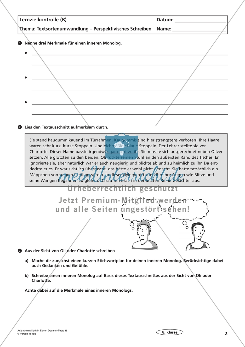 Lernzielkontrolle - Texte schreiben: Textsortenumwandlungen Preview 3
