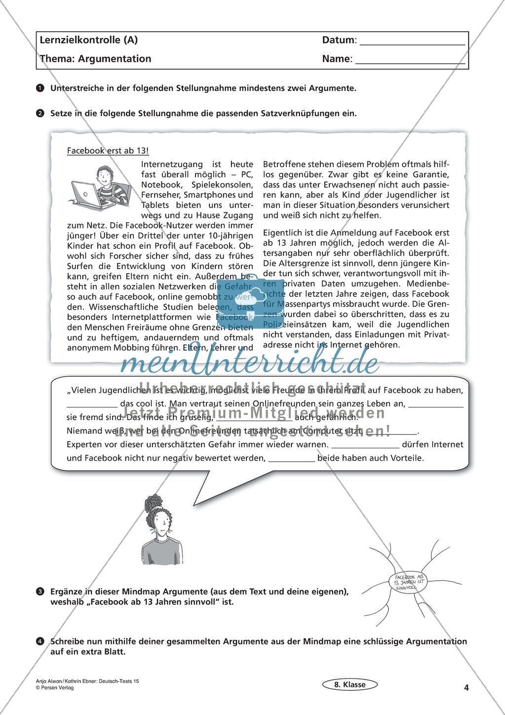 Lernzielkontrolle - Texte schreiben: Argumentation Preview 1