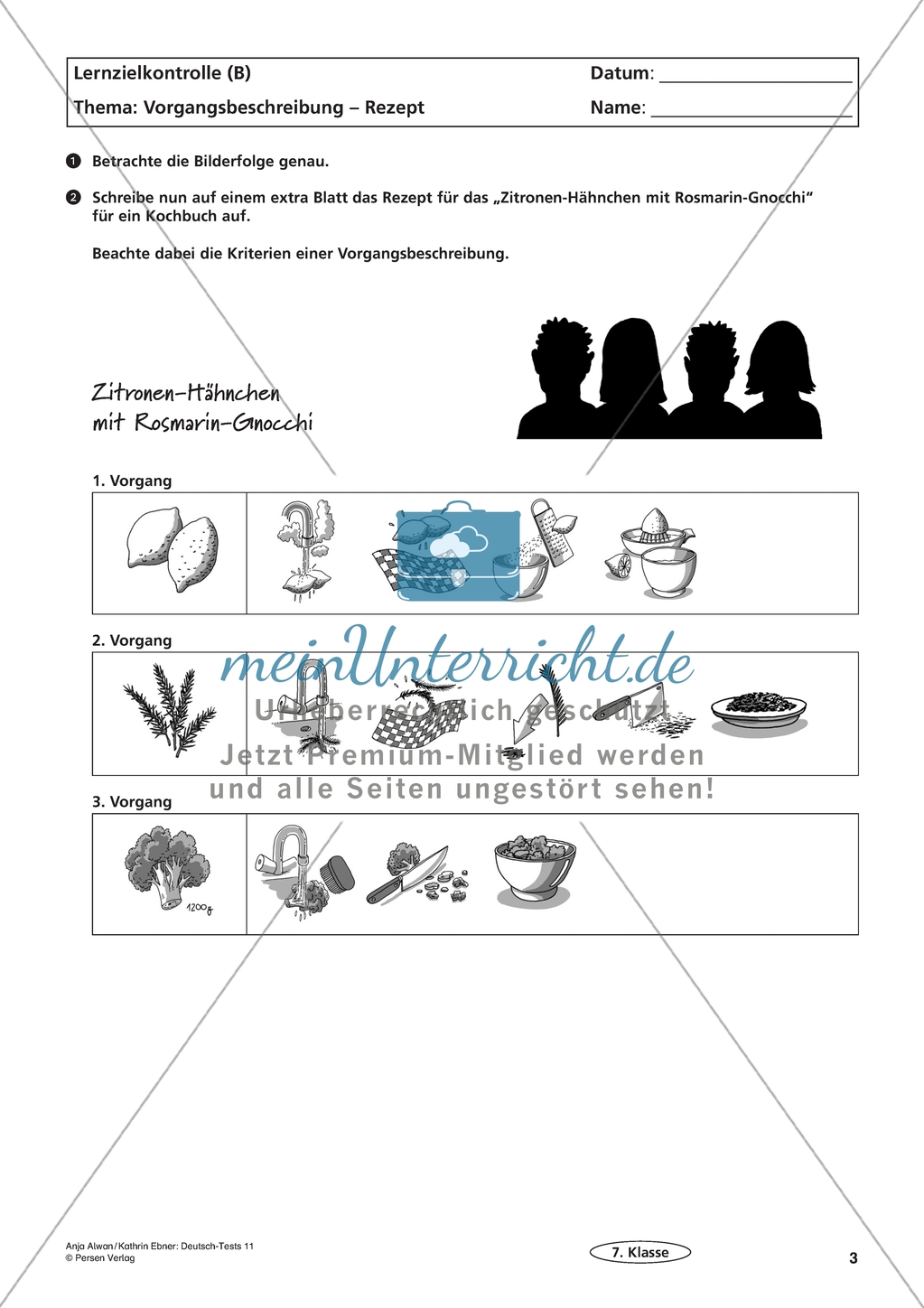 Lernzielkontrolle - Texte schreiben: Vorgangsbeschreibung - Rezept Preview 3