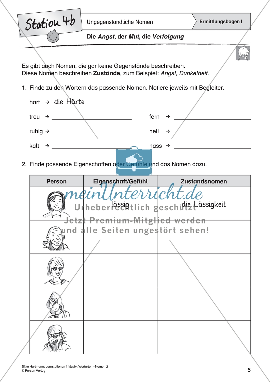 Wortarten: Nomen - Ungegenständige Nomen entdecken Preview 5