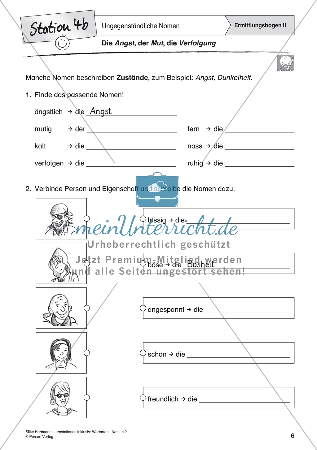 Wortarten: Nomen - Ungegenständige Nomen entdecken Preview 6