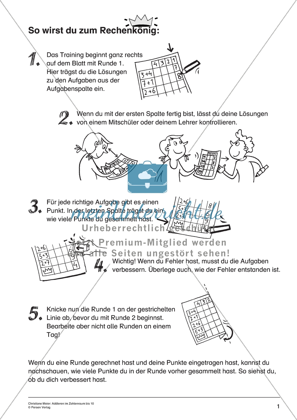 Addieren im Zahlenraum bis 10 - Erklärung des Rechenkönigs Preview 1