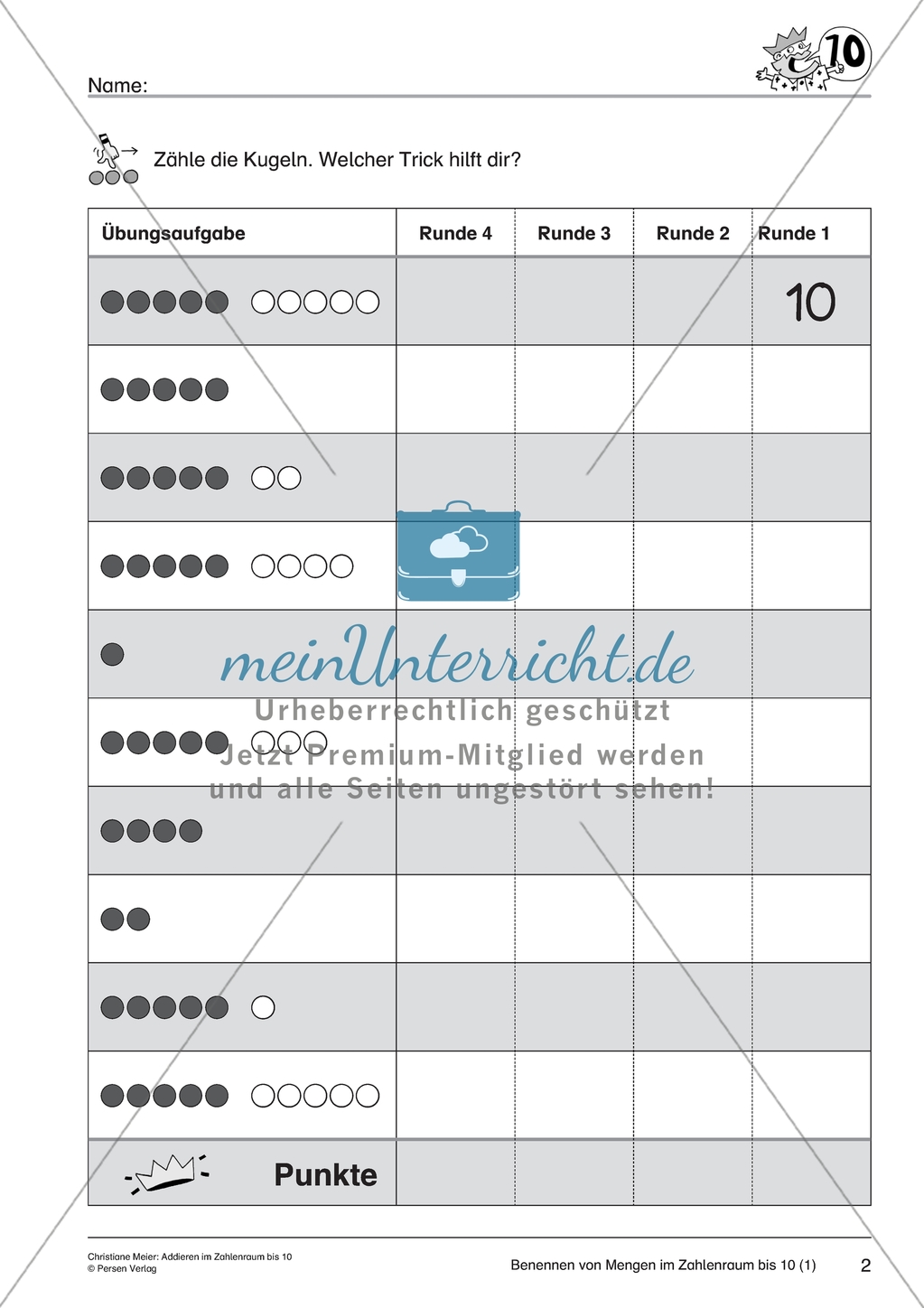 Addieren im Zahlenraum bis 10 - Additionsaufgaben mit Kugeln Preview 1