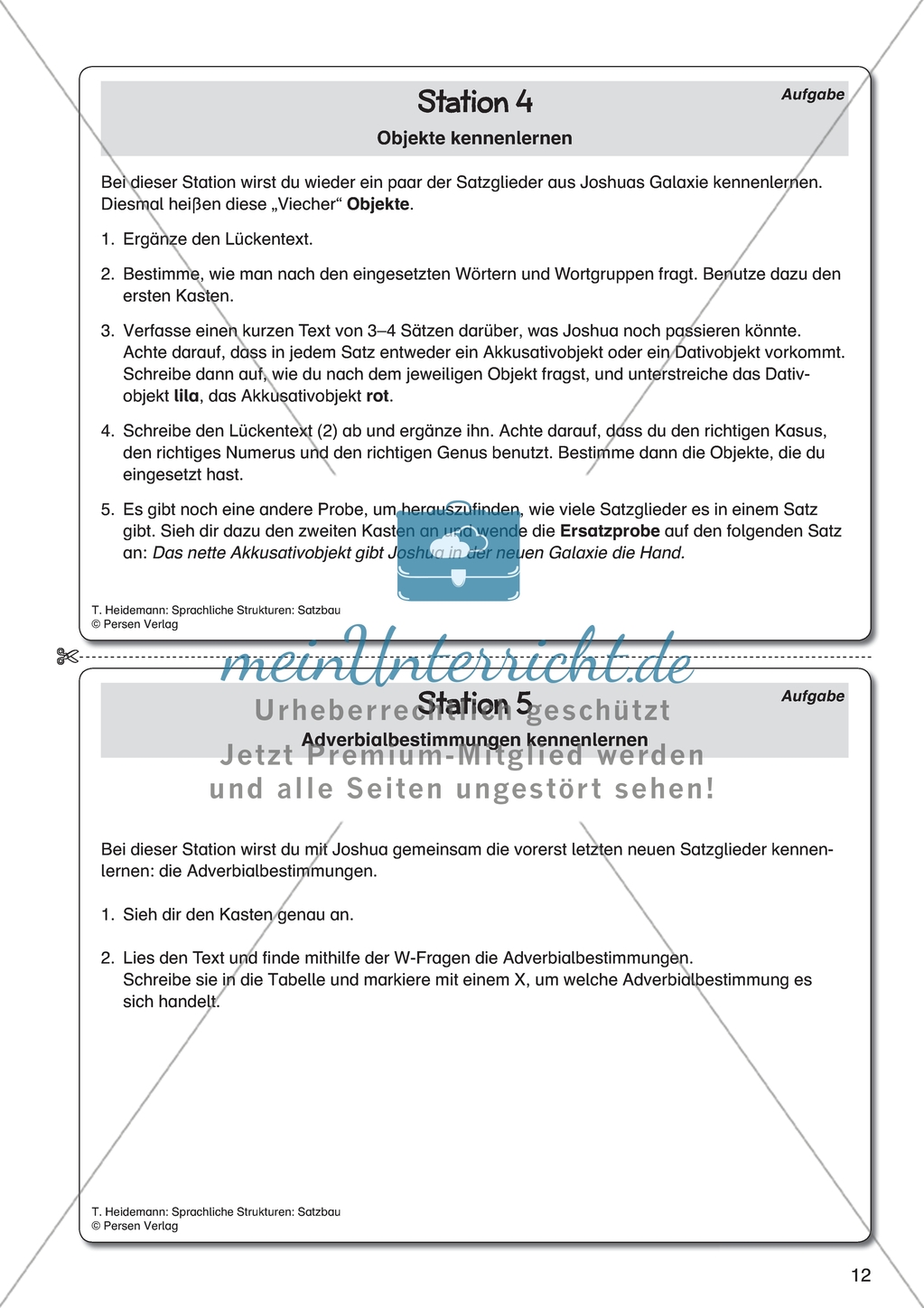 Satzbau - Station 5: Adverbialbestimmungen Preview 1