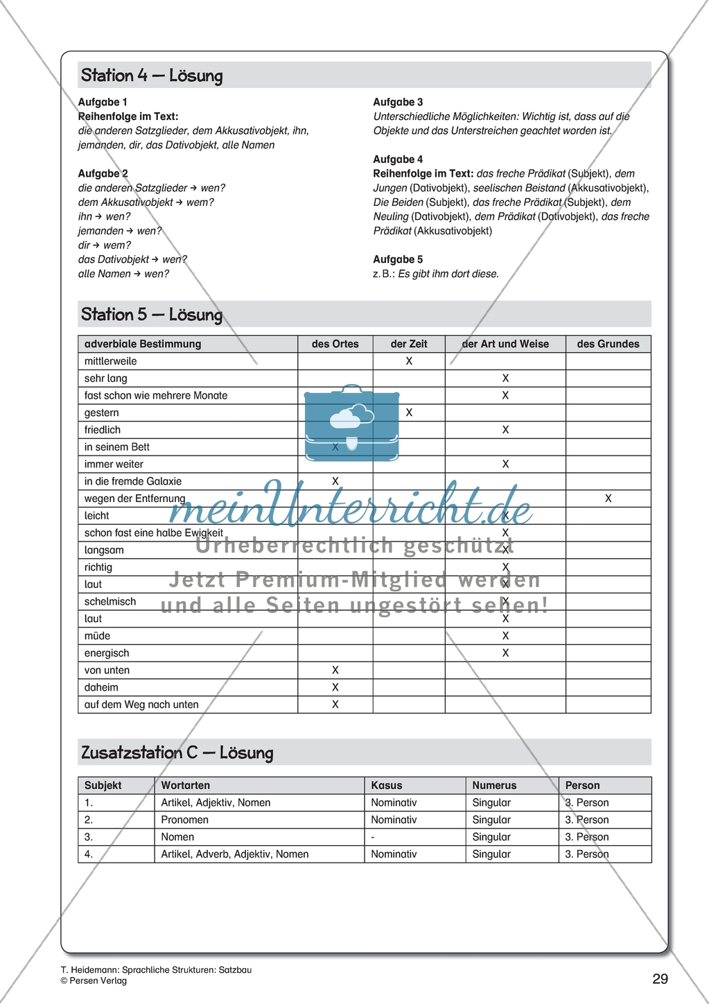 Satzbau - Station 5: Adverbialbestimmungen Preview 3