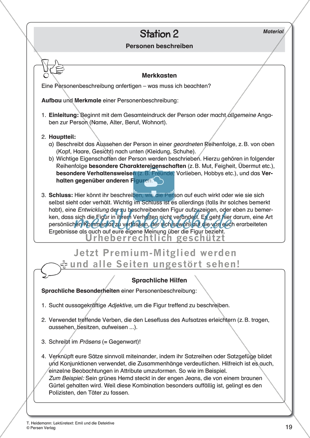 Emil und die Detektive - Station 2: Personen beschreiben Preview 2