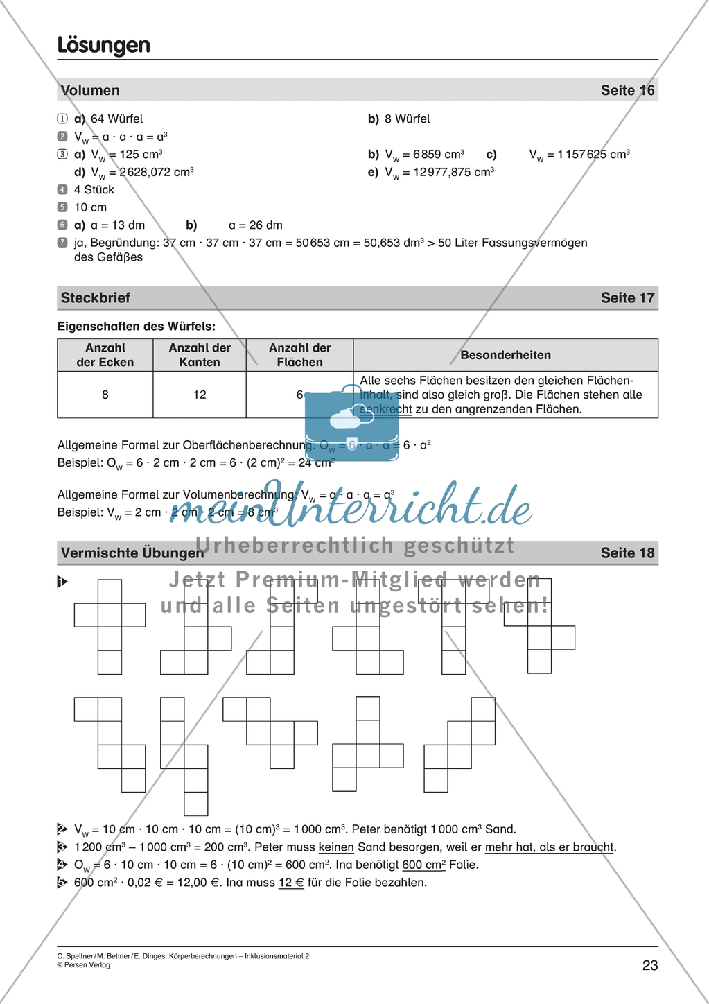 Körperberechnung - Volumen des Würfels Preview 4