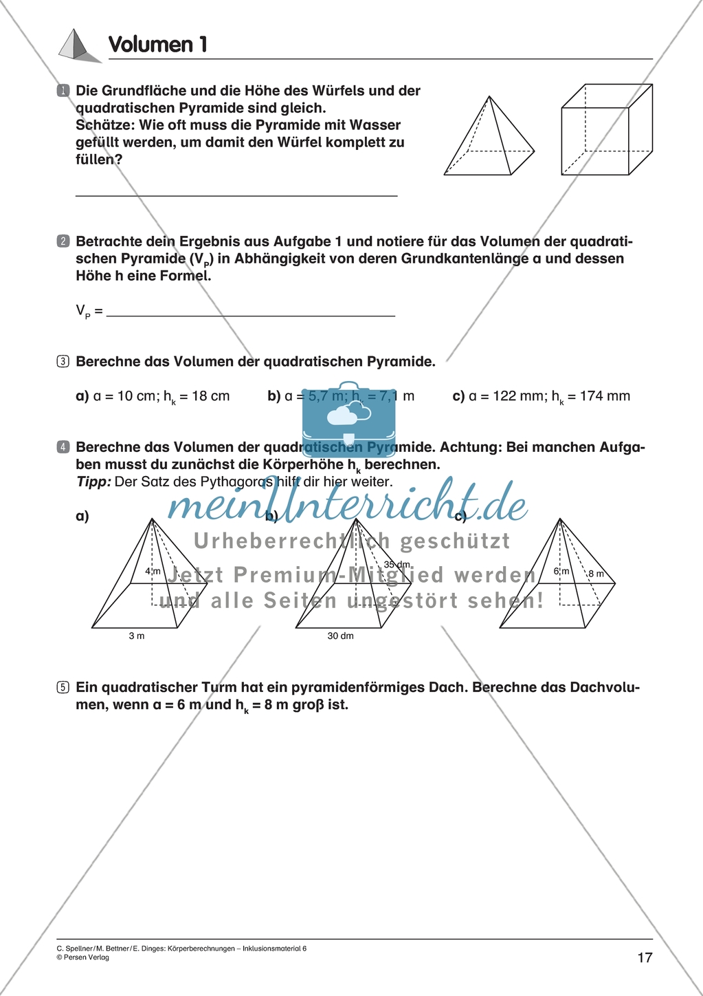 Körperberechnung - Volumen einer Pyramide Preview 2