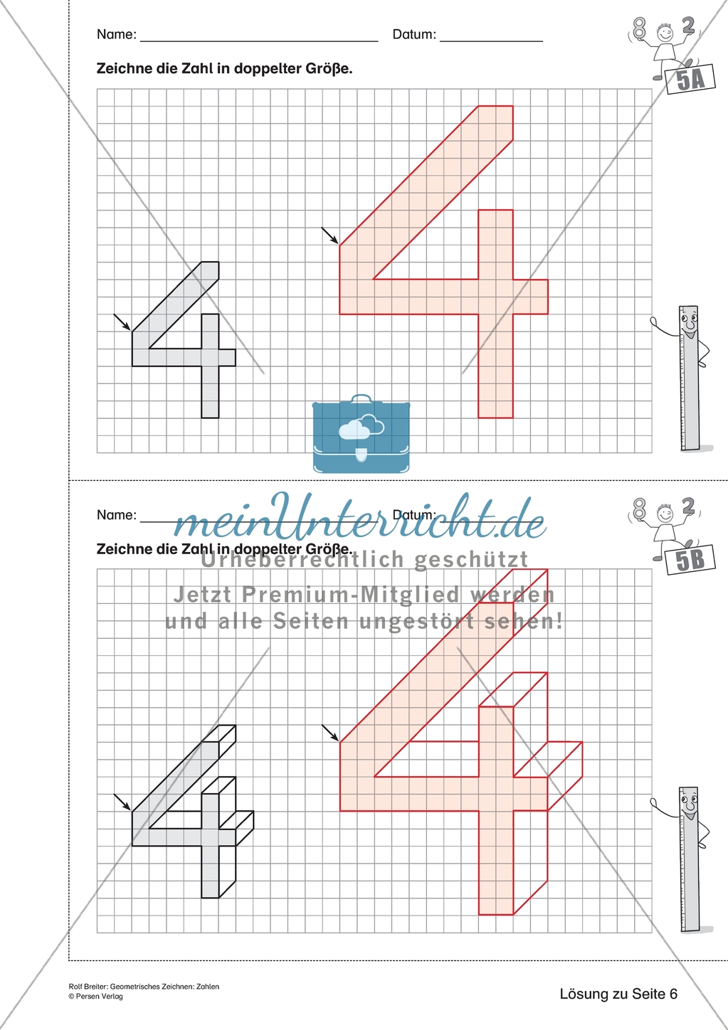 Geometrisches Zeichnen - Verdoppelung der Größe vorgegebener Zahlen bis 5 Preview 11