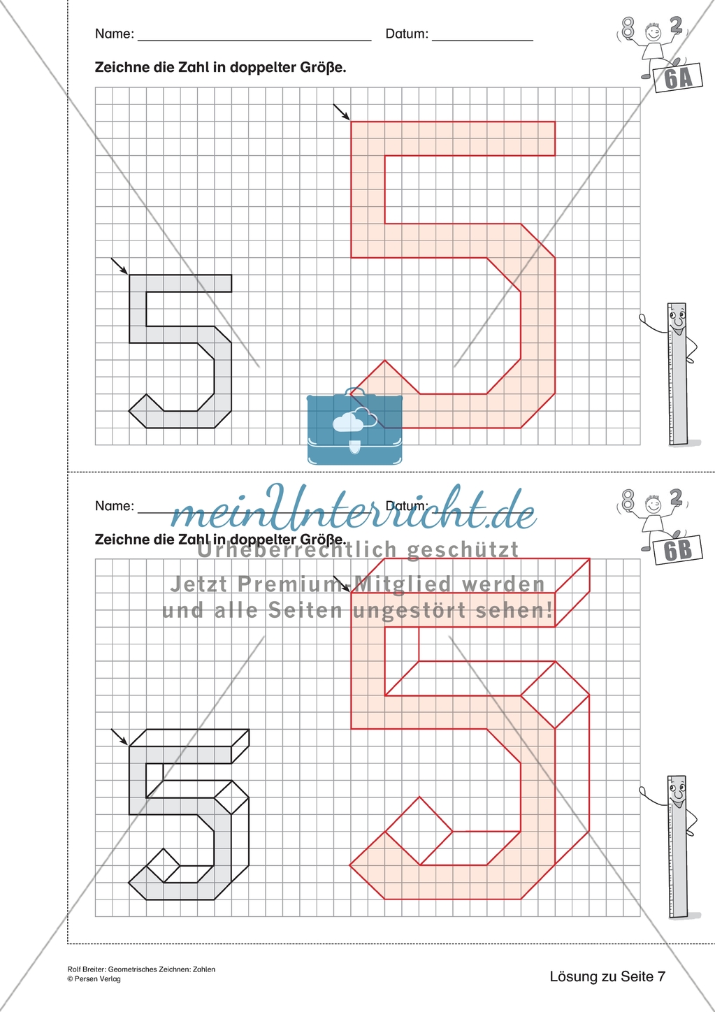 Geometrisches Zeichnen - Verdoppelung der Größe vorgegebener Zahlen bis 5 Preview 12
