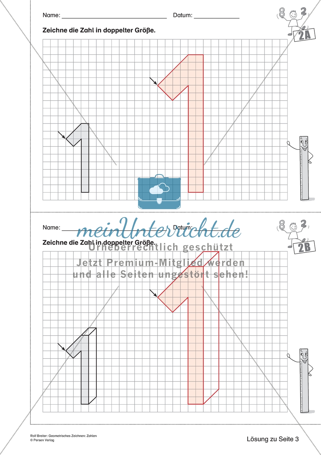 Geometrisches Zeichnen - Verdoppelung der Größe vorgegebener Zahlen bis 5 Preview 8
