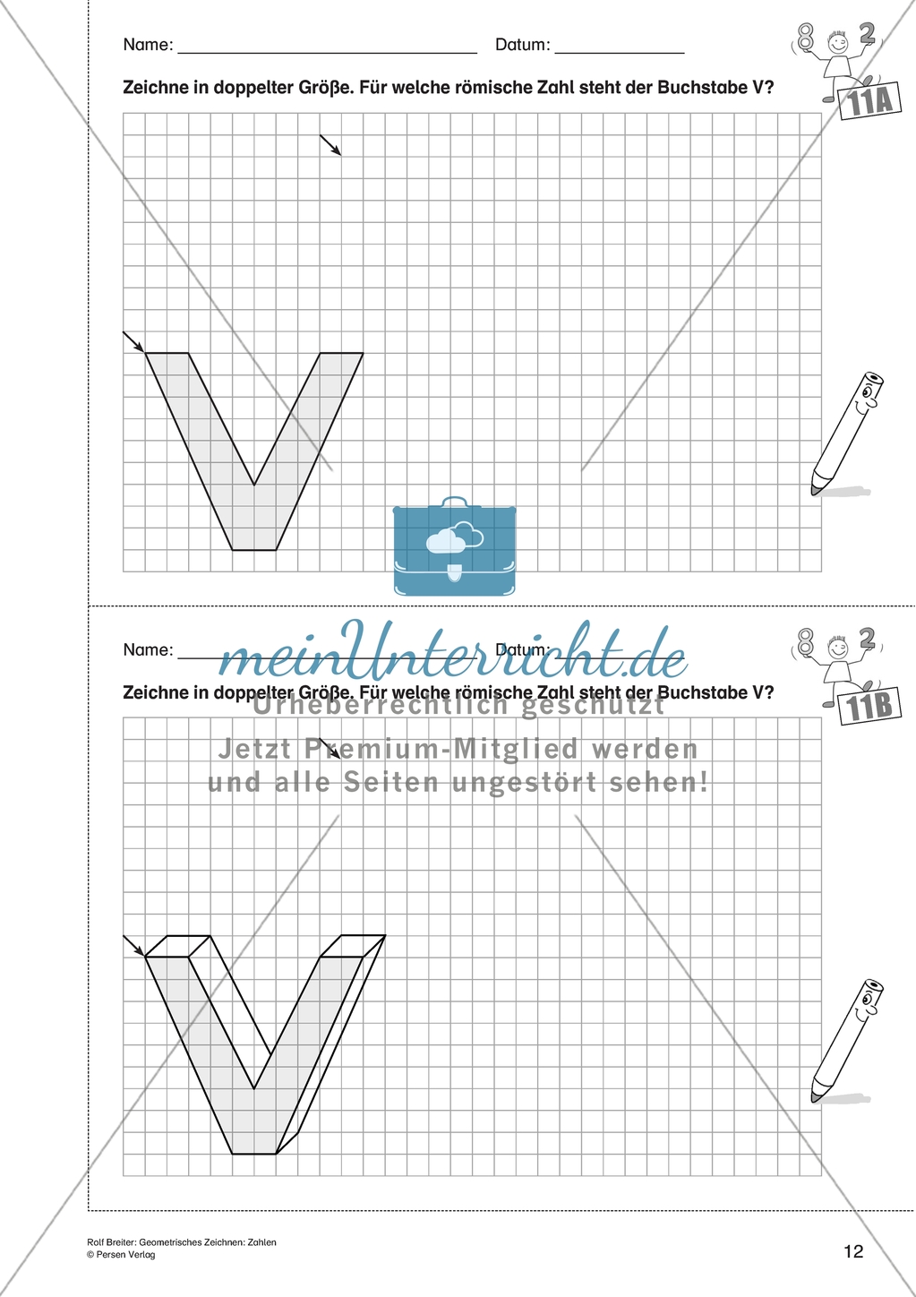 Geometrisches Zeichnen - Verdoppelung der Größe vorgegebener Zahlen bis 10 Preview 5