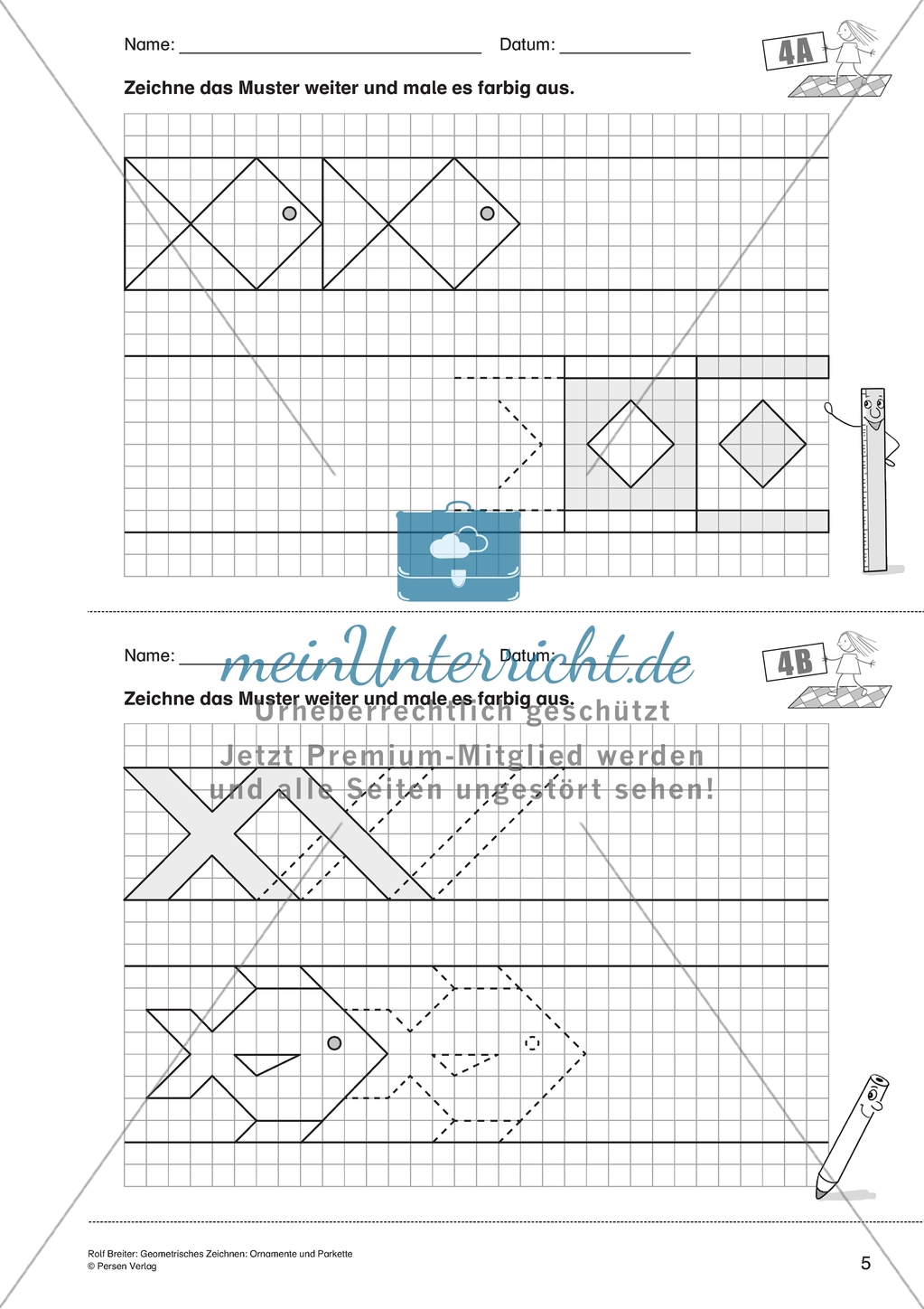 Geometrisches Zeichnen - Weiterzeichnen von Ornamenten Preview 4