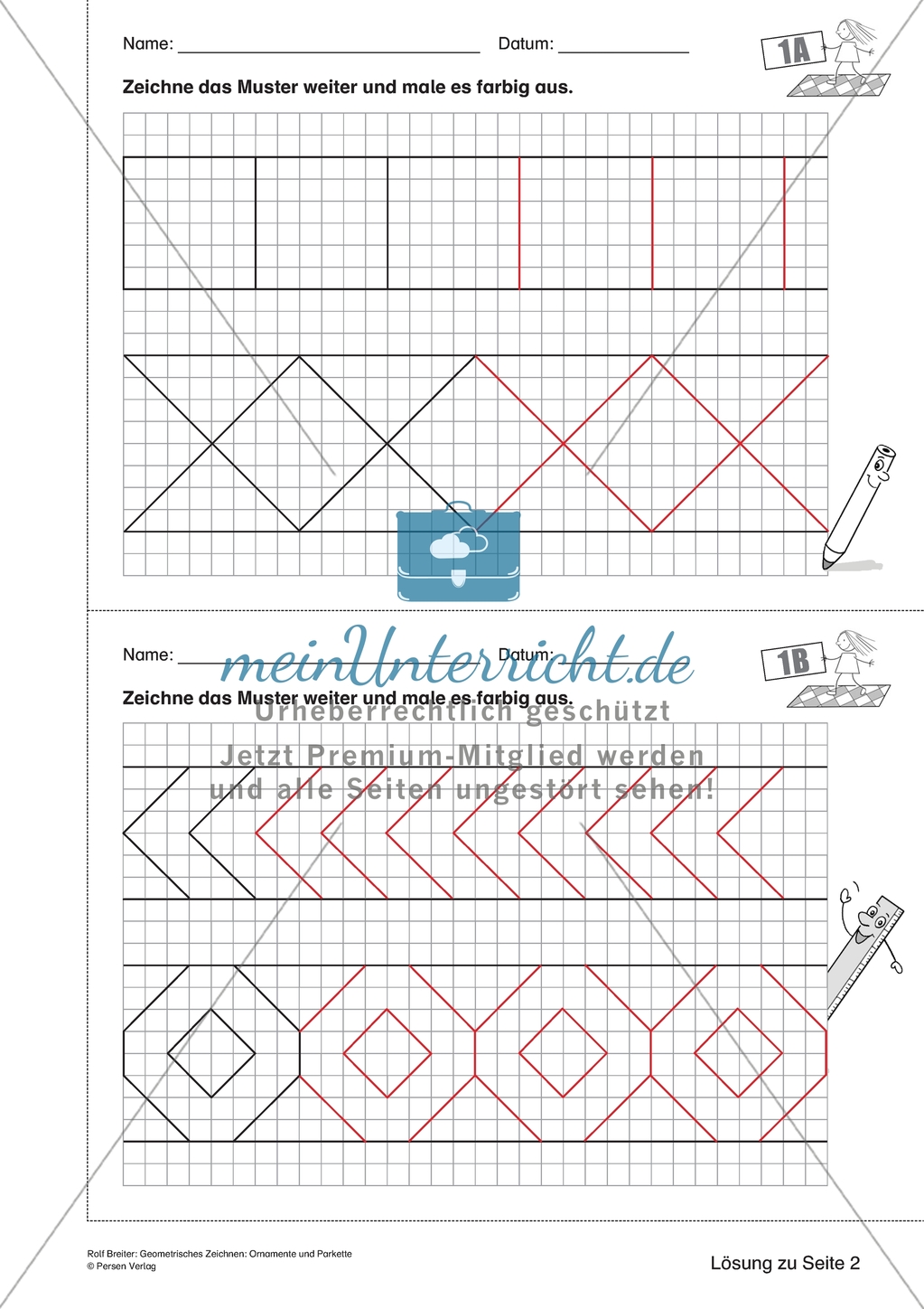 Geometrisches Zeichnen - Weiterzeichnen von Ornamenten Preview 5