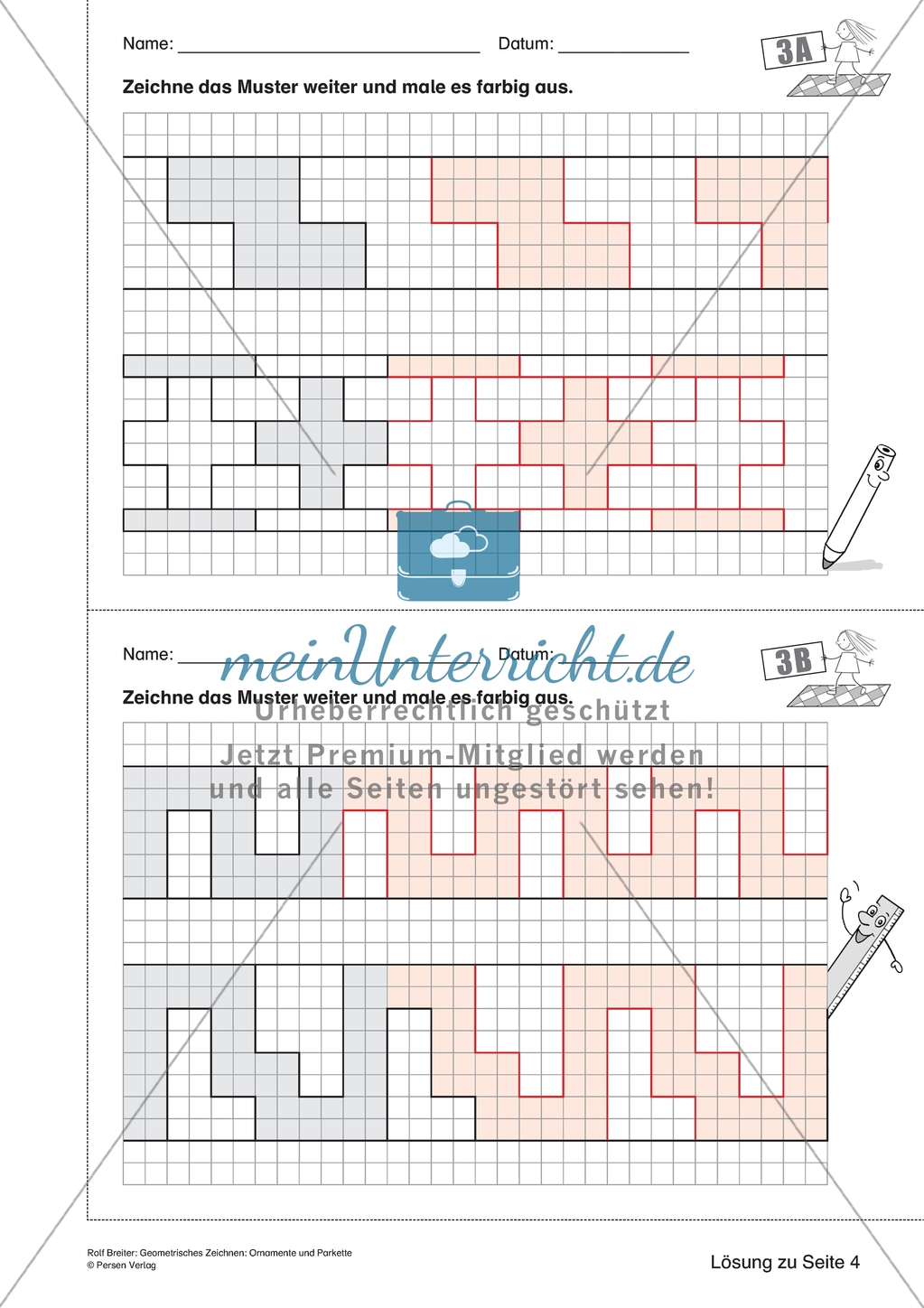 Geometrisches Zeichnen - Weiterzeichnen von Ornamenten Preview 7