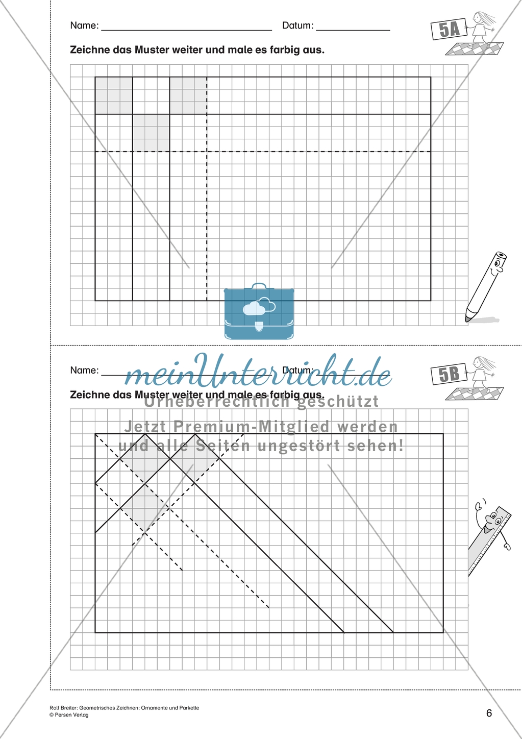 Geometrisches Zeichnen - Weiterzeichnen von Parketten Preview 1
