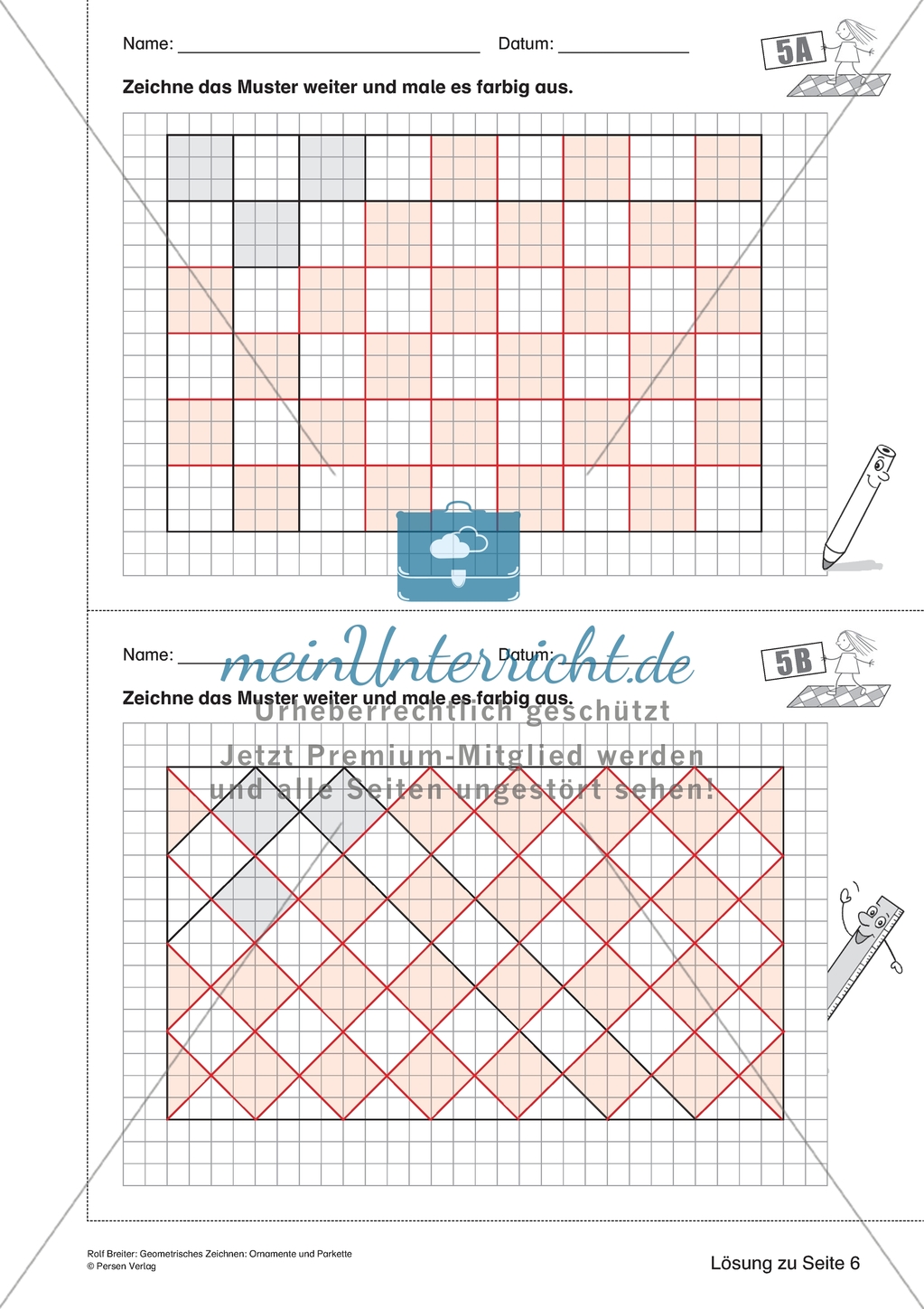 Geometrisches Zeichnen - Weiterzeichnen von Parketten Preview 6