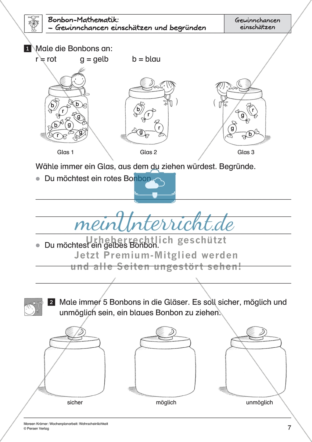 Bonbon-Mathematik - Gewinnchancen einschätzen und begründen Preview 1