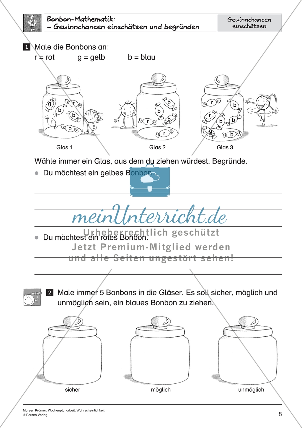 Bonbon-Mathematik - Gewinnchancen einschätzen und begründen Preview 2